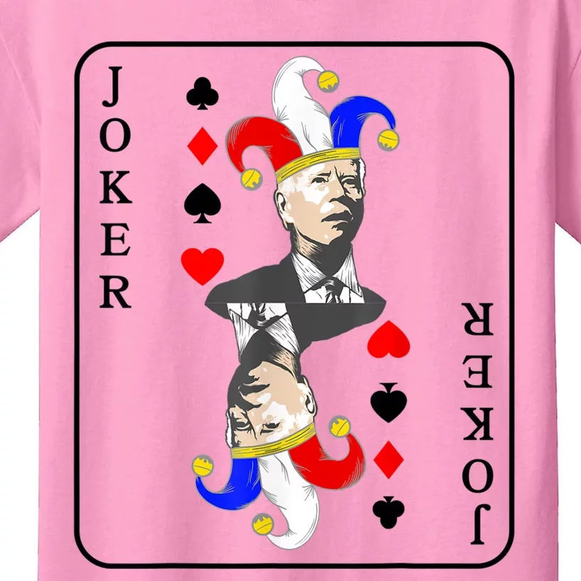 Anti Joe Biden Funny Biden Joker Playing Card Kids T-Shirt