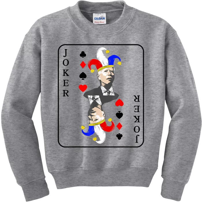 Anti Joe Biden Funny Biden Joker Playing Card Kids Sweatshirt