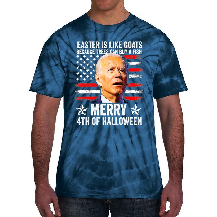 Anti Joe Biden Merry 4th Of Halloween 4th Of July Tie-Dye T-Shirt