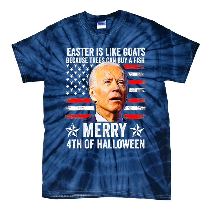 Anti Joe Biden Merry 4th Of Halloween 4th Of July Tie-Dye T-Shirt