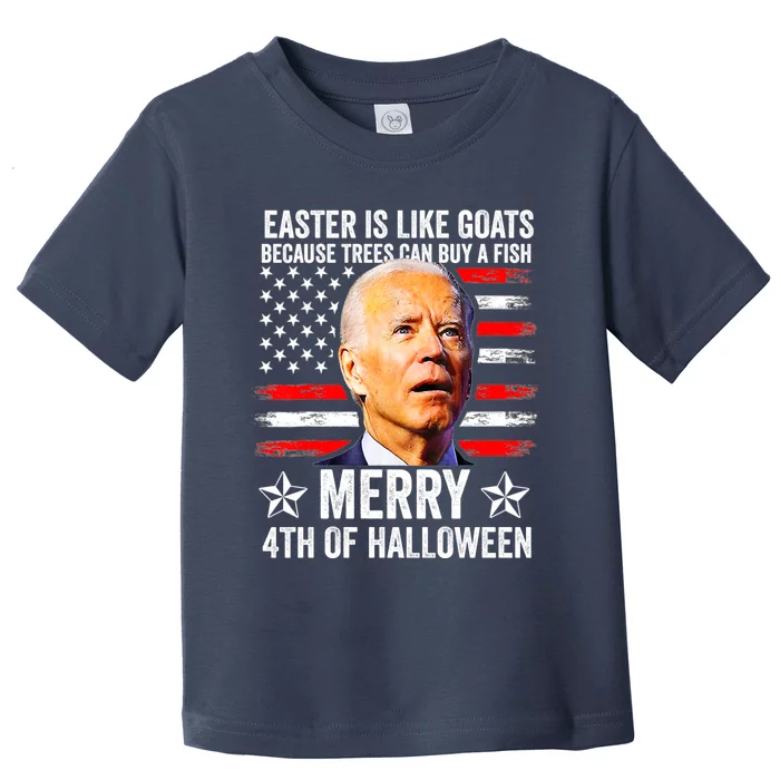 Anti Joe Biden Merry 4th Of Halloween 4th Of July Toddler T-Shirt