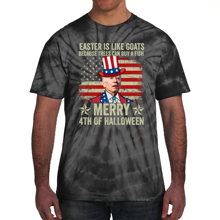 Anti Joe Biden Merry 4th Of Halloween 4th Of July Tie-Dye T-Shirt