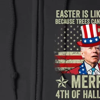 Anti Joe Biden Merry 4th Of Halloween 4th Of July Full Zip Hoodie