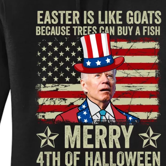 Anti Joe Biden Merry 4th Of Halloween 4th Of July Women's Pullover Hoodie