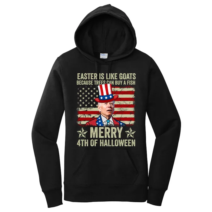 Anti Joe Biden Merry 4th Of Halloween 4th Of July Women's Pullover Hoodie