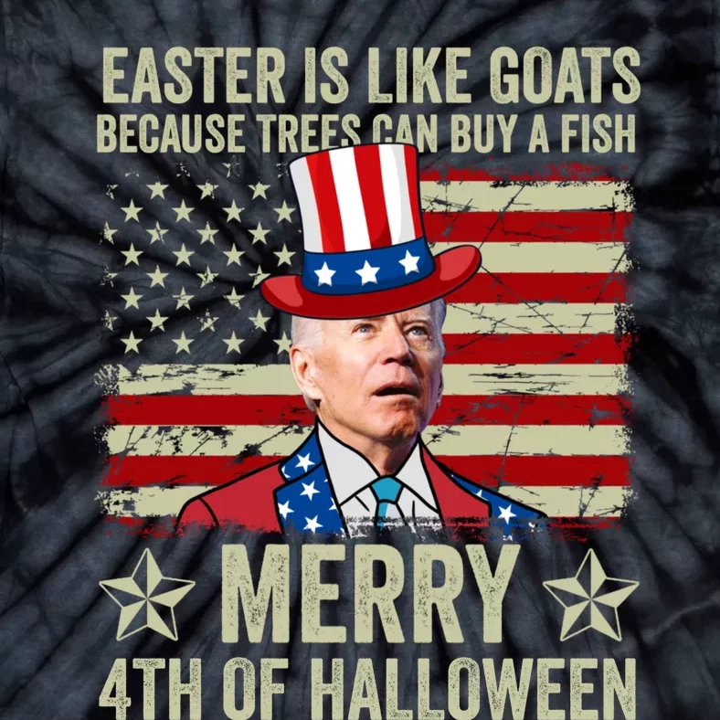 Anti Joe Biden Merry 4th Of Halloween 4th Of July Tie-Dye T-Shirt