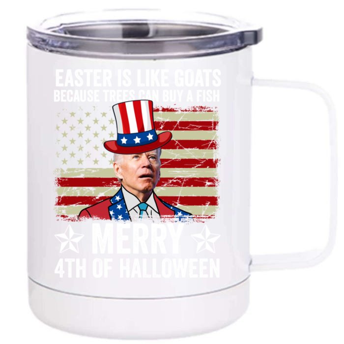 Anti Joe Biden Merry 4th Of Halloween 4th Of July Front & Back 12oz Stainless Steel Tumbler Cup