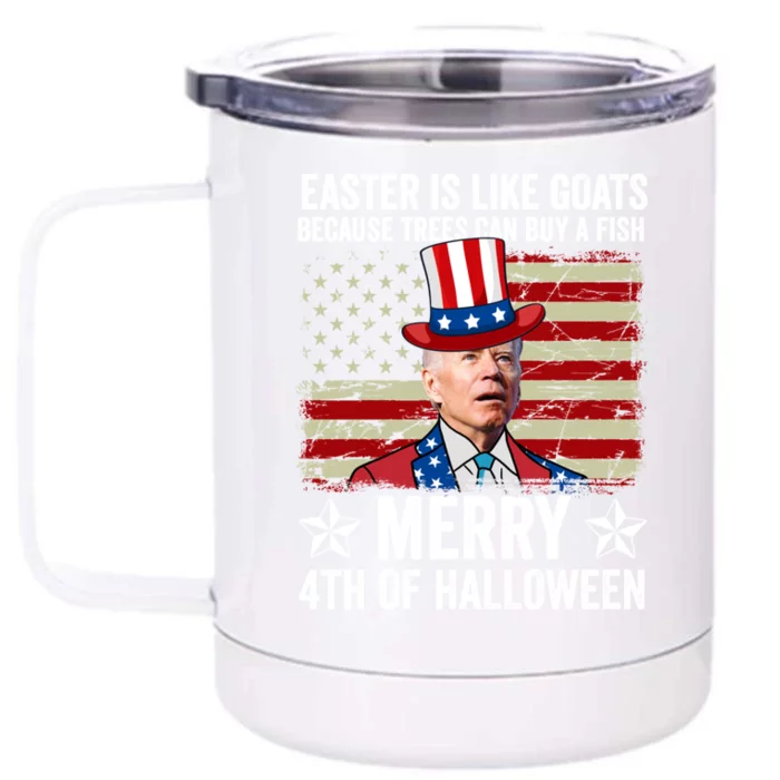 Anti Joe Biden Merry 4th Of Halloween 4th Of July Front & Back 12oz Stainless Steel Tumbler Cup