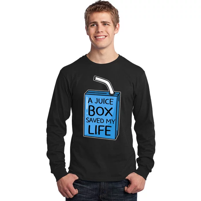 A Juice Box Saved My Life Diabetes Awareness Blue Ribbon DM Tall Long Sleeve T-Shirt