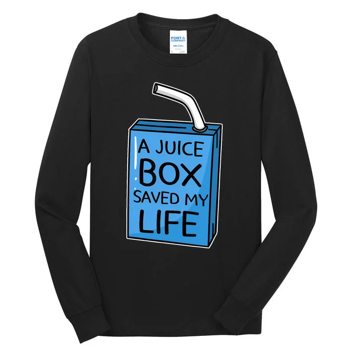 A Juice Box Saved My Life Diabetes Awareness Blue Ribbon DM Tall Long Sleeve T-Shirt