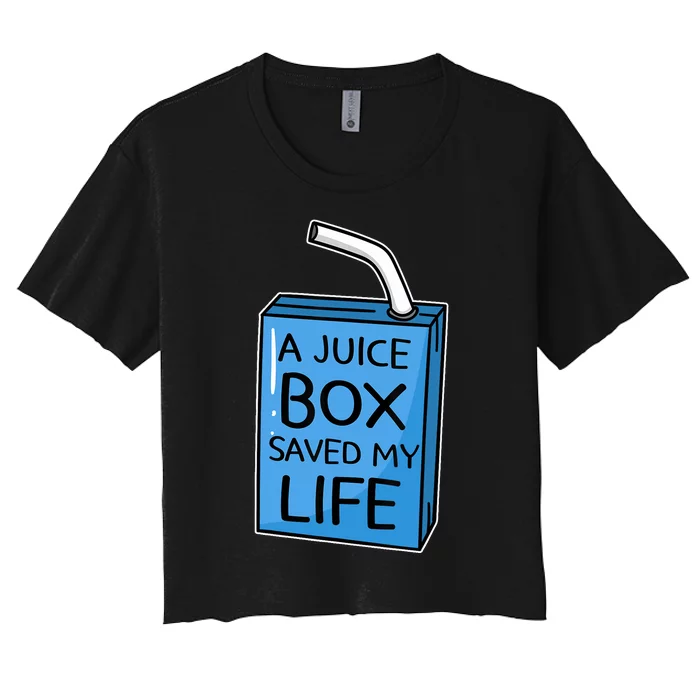 A Juice Box Saved My Life Diabetes Awareness Blue Ribbon DM Women's Crop Top Tee