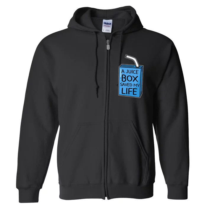 A Juice Box Saved My Life Diabetes Awareness Blue Ribbon DM Full Zip Hoodie