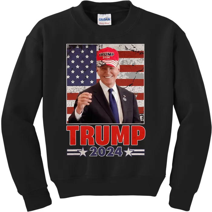 Anti Joe Biden Funny Conservative Donald Trump 2024 Kids Sweatshirt