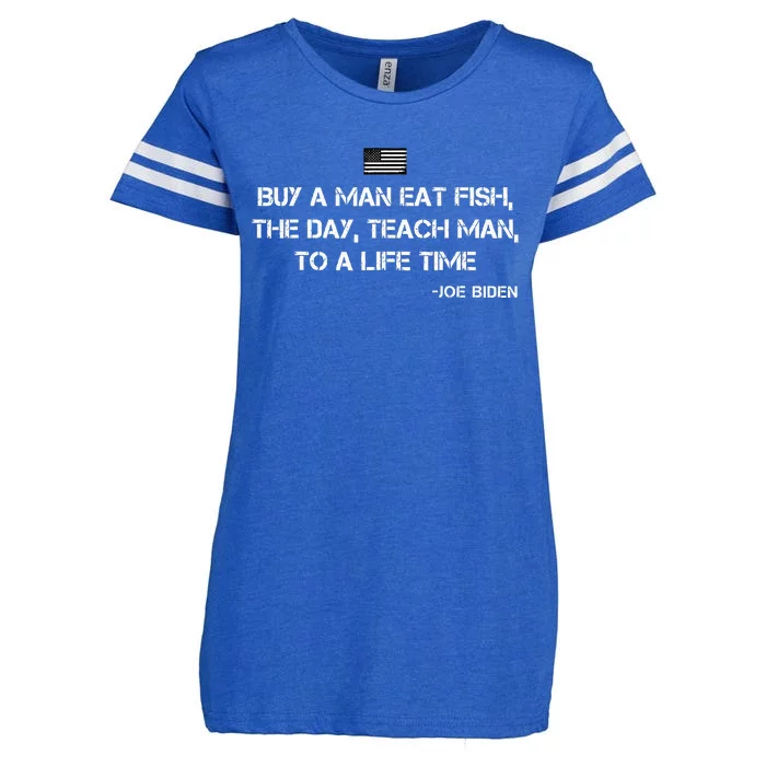 Anti Joe Biden Quote Buy A Man Eat Fish Enza Ladies Jersey Football T-Shirt