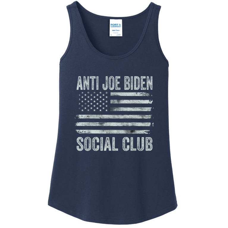 Anti Joe Biden Social Club American Flag Vintage Ladies Essential Tank