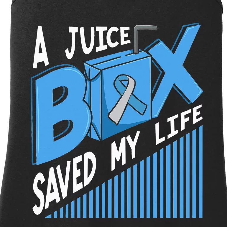 A Juice Box Saved My Life Diabetes DM Blue Awareness Ribbon Ladies Essential Tank