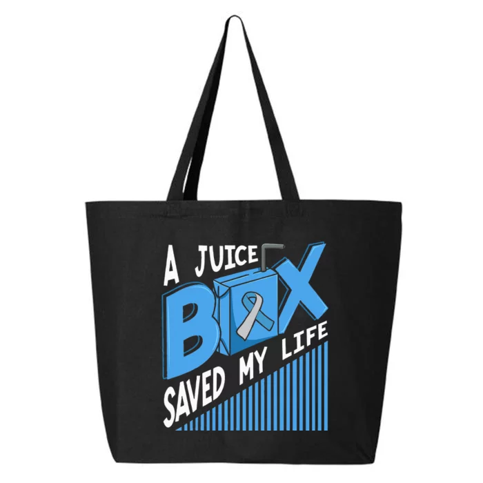 A Juice Box Saved My Life Diabetes DM Blue Awareness Ribbon 25L Jumbo Tote