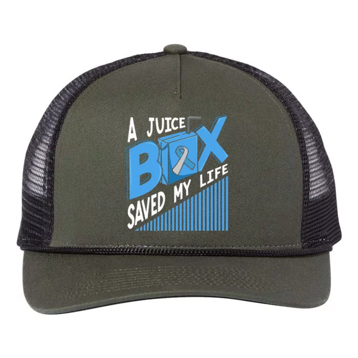 A Juice Box Saved My Life Diabetes DM Blue Awareness Ribbon Retro Rope Trucker Hat Cap