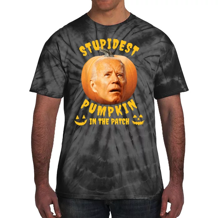 Anti Joe Biden Stupidest Pumpkin In The Patch Halloween Tie-Dye T-Shirt