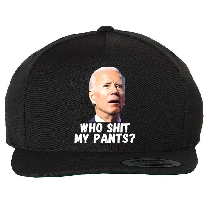 Anti Joe Biden Who Shit My Pants Funny Anti Biden Wool Snapback Cap