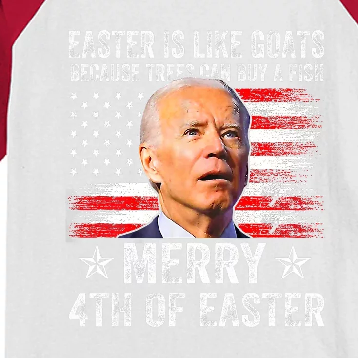 Anti Joe Biden Merry 4th Of Easter 4th Of July Kids Colorblock Raglan Jersey