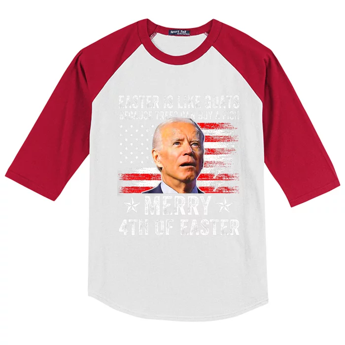 Anti Joe Biden Merry 4th Of Easter 4th Of July Kids Colorblock Raglan Jersey