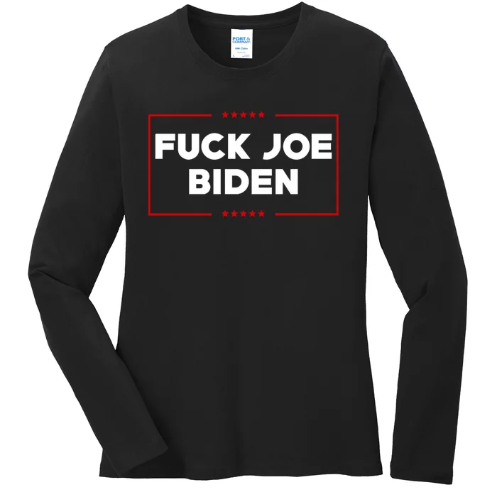 Anti Joe Biden Fuck Biden Biden Is Not My President Ladies Long Sleeve Shirt