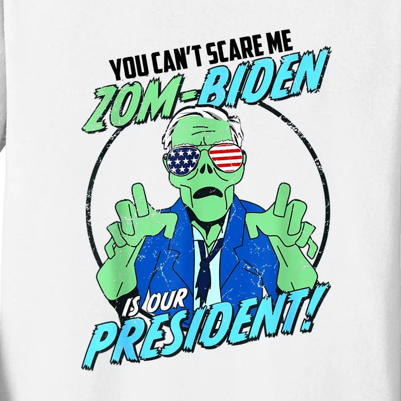 Anti Joe Biden Halloween Funny Zombie Republican Voter Kids Long Sleeve Shirt