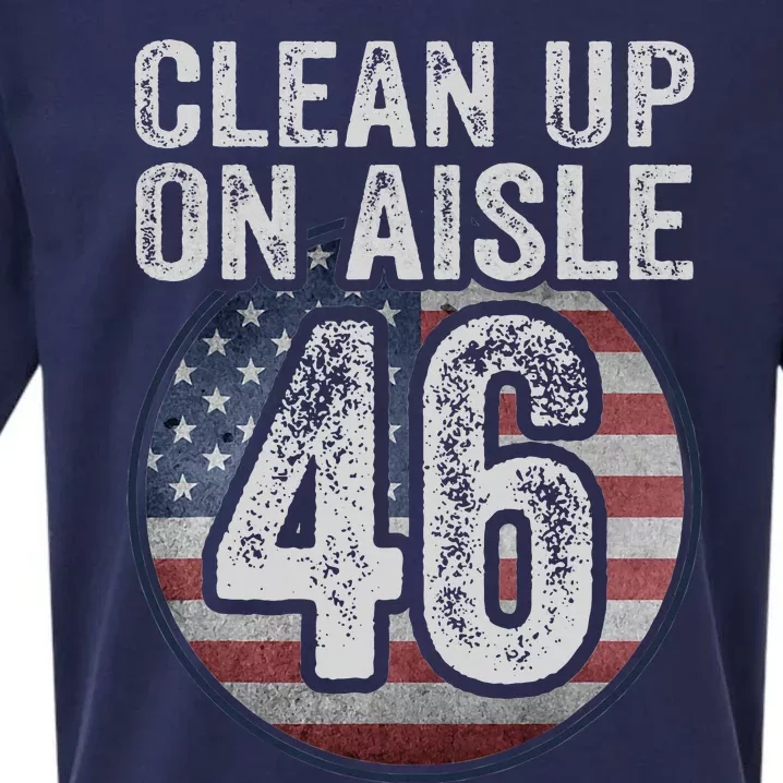 Anti Joe Biden Trump 2024 Back America Clean Up On Aisle 46 Sueded Cloud Jersey T-Shirt