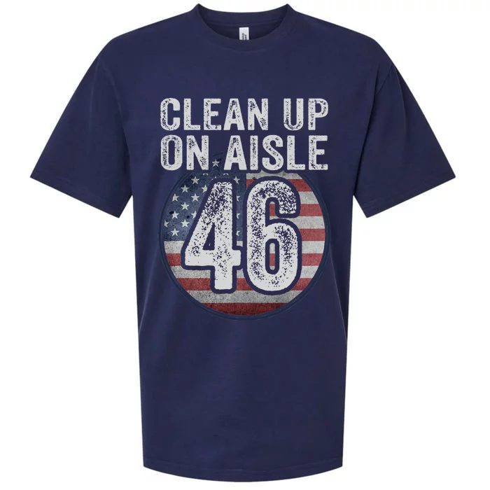 Anti Joe Biden Trump 2024 Back America Clean Up On Aisle 46 Sueded Cloud Jersey T-Shirt