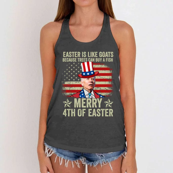 Anti Joe Biden Merry 4th Of Easter 4th Of July Women's Knotted Racerback Tank