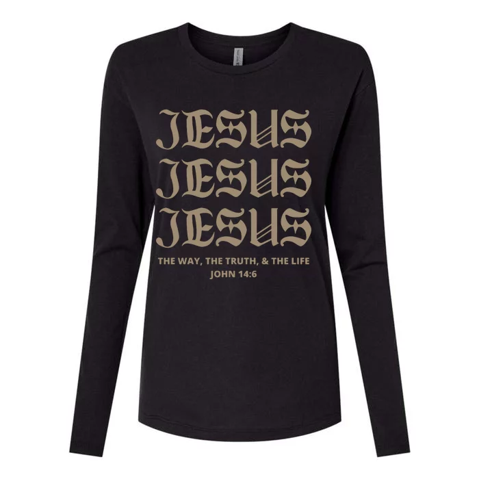 Aesthetic Jesus Christian Bible Verse Womens Cotton Relaxed Long Sleeve T-Shirt