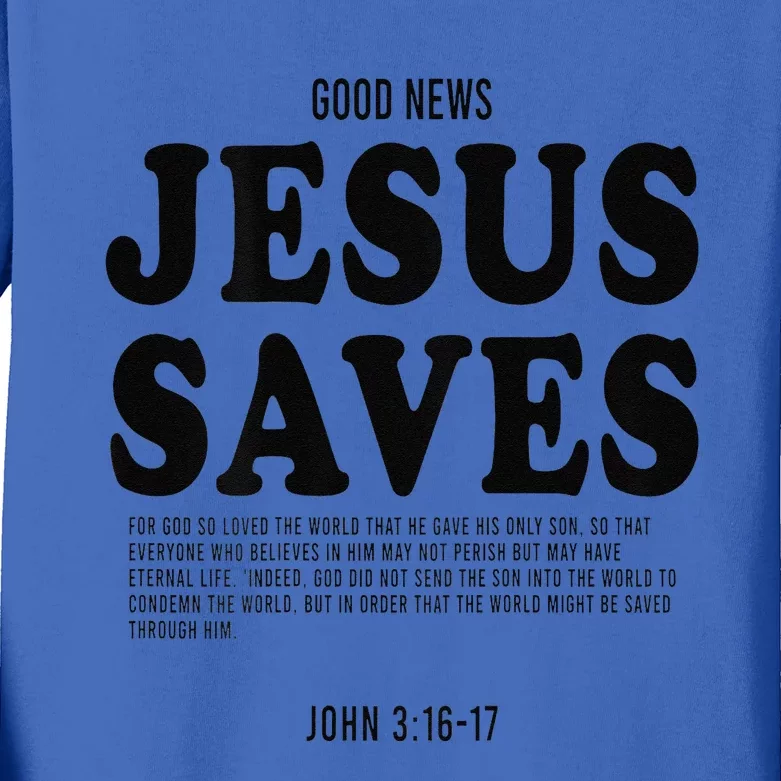 Aesthetic Jesus Christian Bible Verse  Jesus Saves Back Kids Long Sleeve Shirt