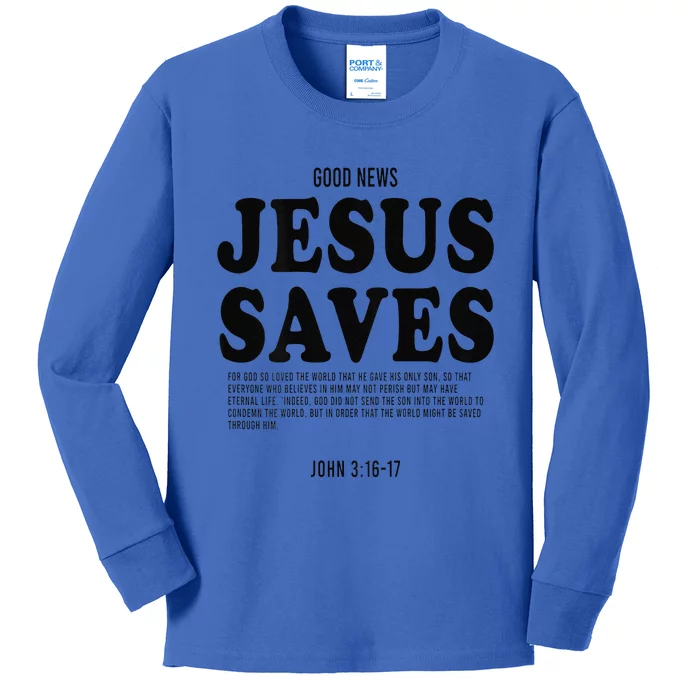 Aesthetic Jesus Christian Bible Verse  Jesus Saves Back Kids Long Sleeve Shirt