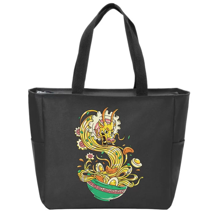 Asian Japanese Dishes Food Ra Noodles Egg Ramentic Dragon Zip Tote Bag