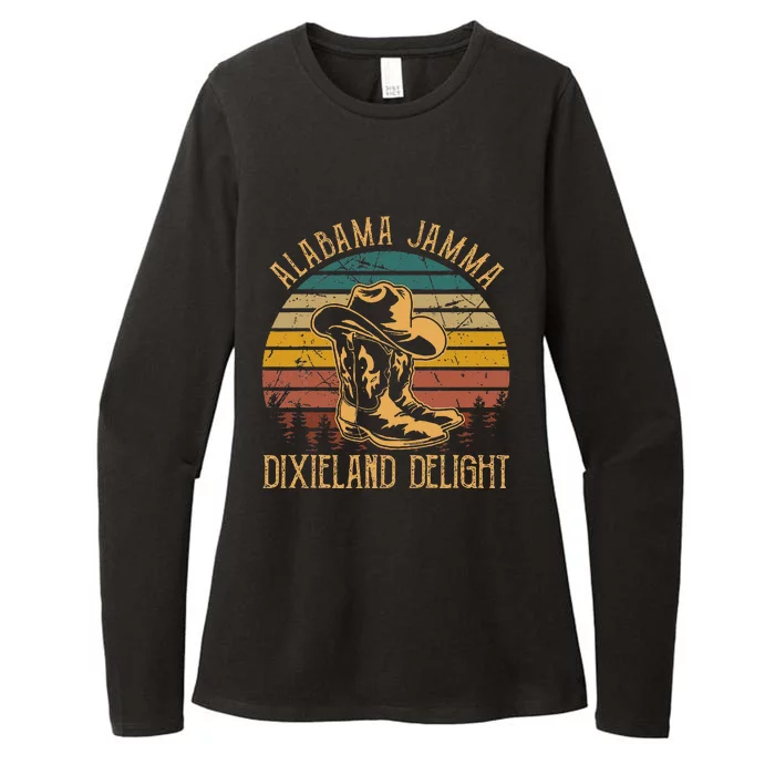 Alabama Jamma Dixieland Delight Cowboy Hat And Boots Womens CVC Long Sleeve Shirt