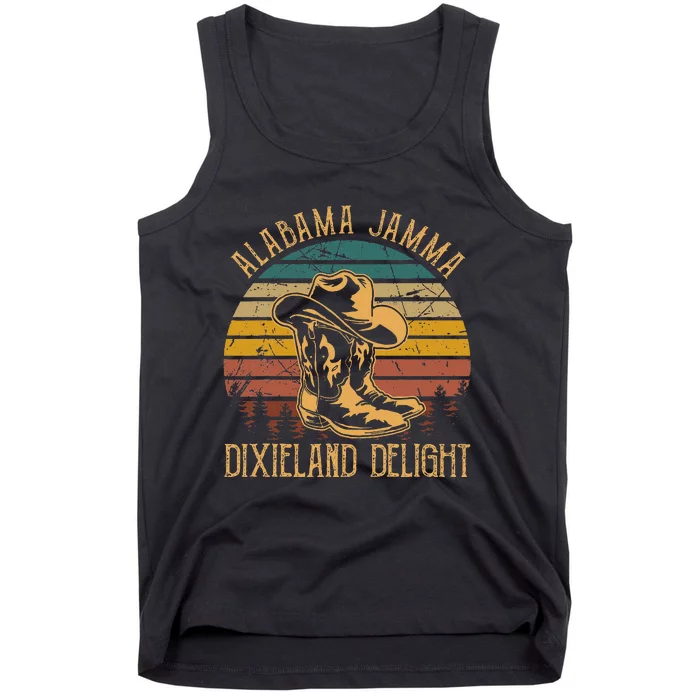 Alabama Jamma Dixieland Delight Cowboy Hat And Boots Tank Top