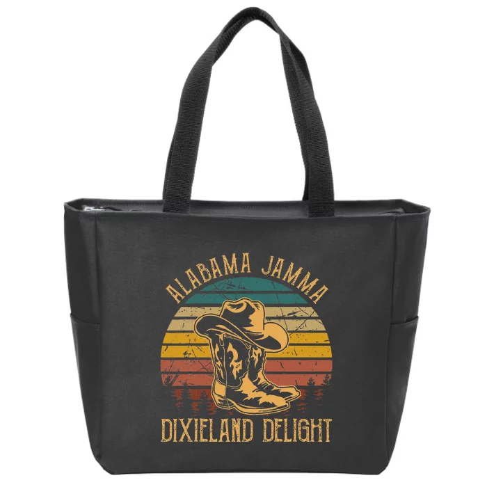 Alabama Jamma Dixieland Delight Cowboy Hat And Boots Zip Tote Bag