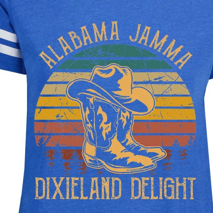 Alabama Jamma Dixieland Delight Cowboy Hat And Boots Enza Ladies Jersey Football T-Shirt