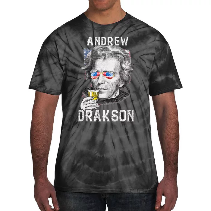 Andrew Jackson Drakson 4th of July Drinking Beer 7th US Tie-Dye T-Shirt