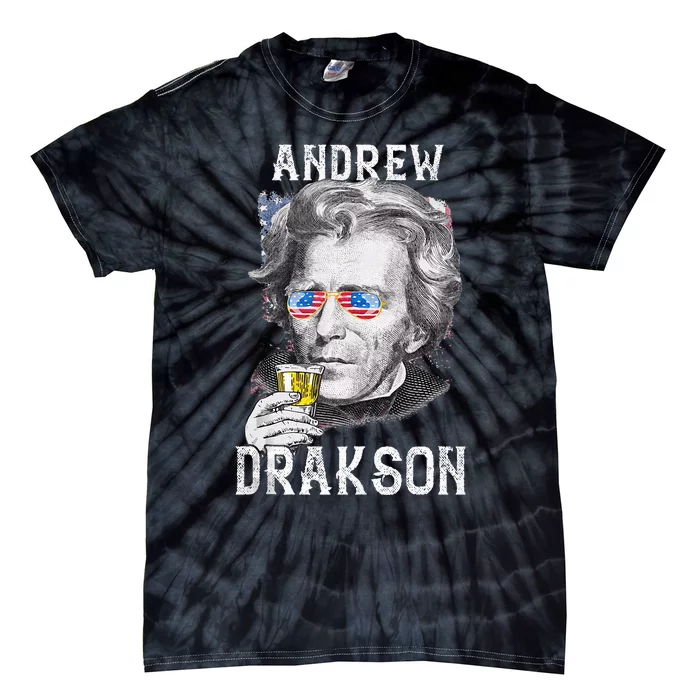 Andrew Jackson Drakson 4th of July Drinking Beer 7th US Tie-Dye T-Shirt