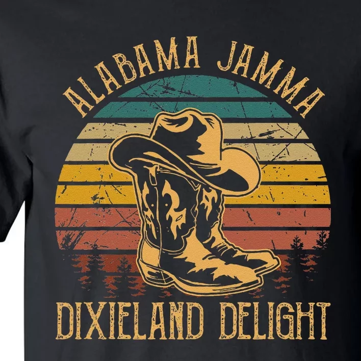 Alabama Jamma Dixieland Delight Graphic Cow Hat And Boots Tall T-Shirt