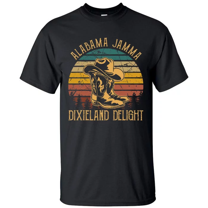 Alabama Jamma Dixieland Delight Graphic Cow Hat And Boots Tall T-Shirt