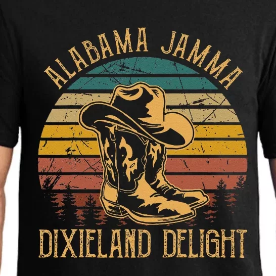 Alabama Jamma Dixieland Delight Graphic Cow Hat And Boots Pajama Set