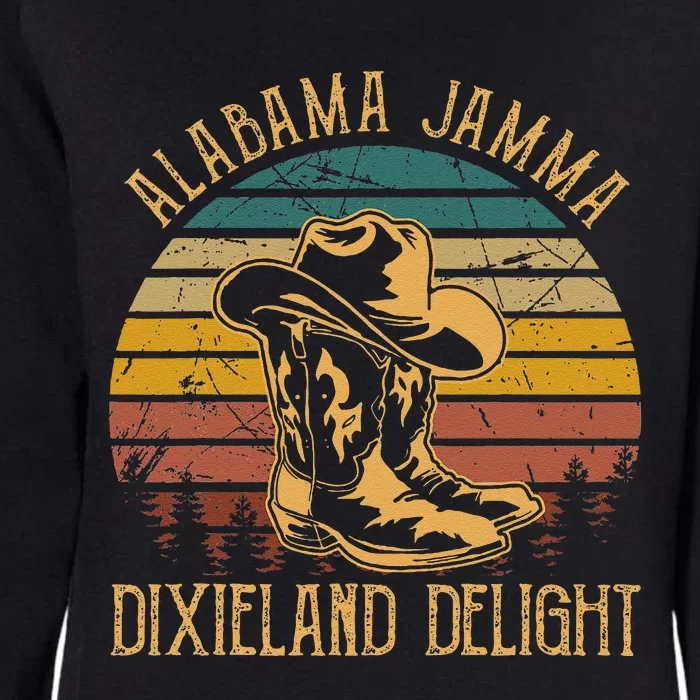 Alabama Jamma Dixieland Delight Graphic Cow Hat And Boots Womens California Wash Sweatshirt