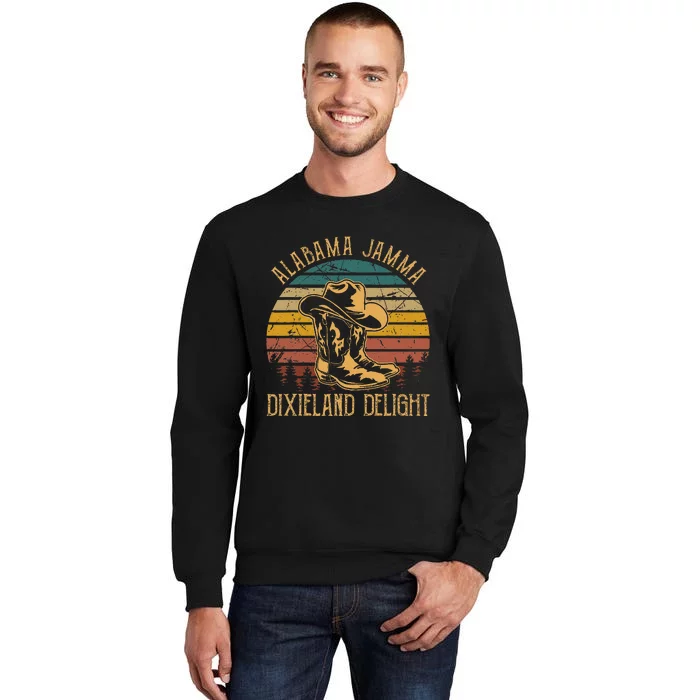 Alabama Jamma Dixieland Delight Graphic Cow Hat And Boots Tall Sweatshirt