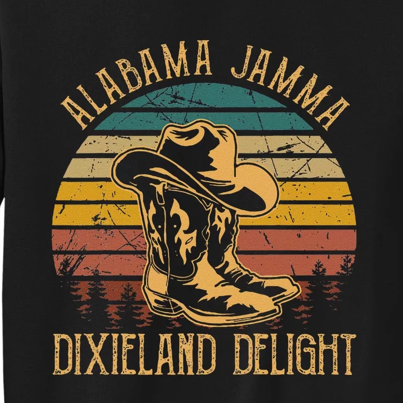 Alabama Jamma Dixieland Delight Graphic Cow Hat And Boots Tall Sweatshirt