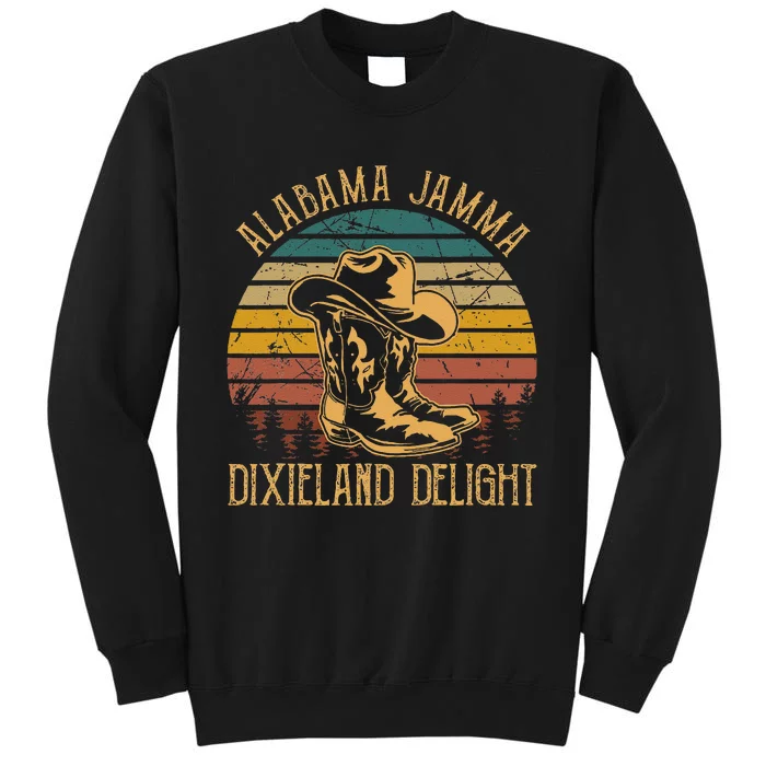 Alabama Jamma Dixieland Delight Graphic Cow Hat And Boots Tall Sweatshirt