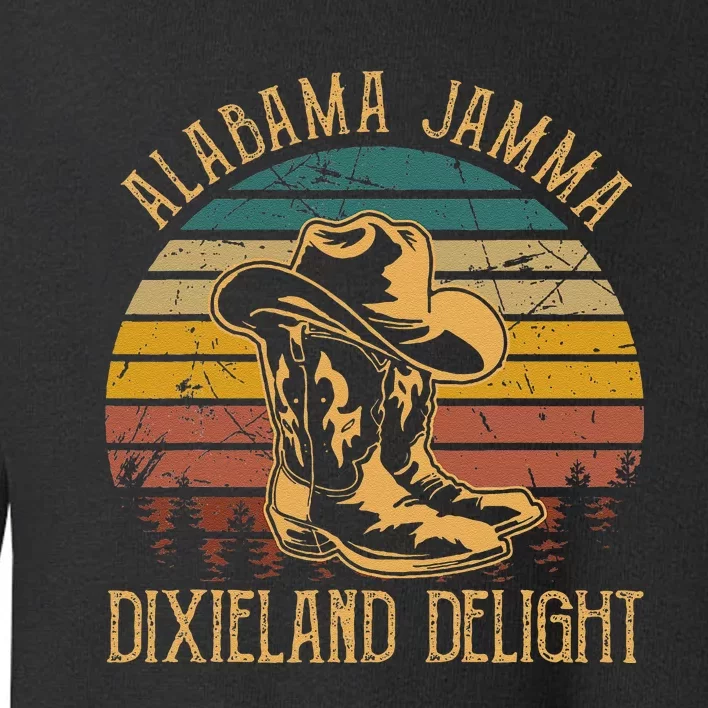 Alabama Jamma Dixieland Delight Graphic Cow Hat And Boots Toddler Sweatshirt