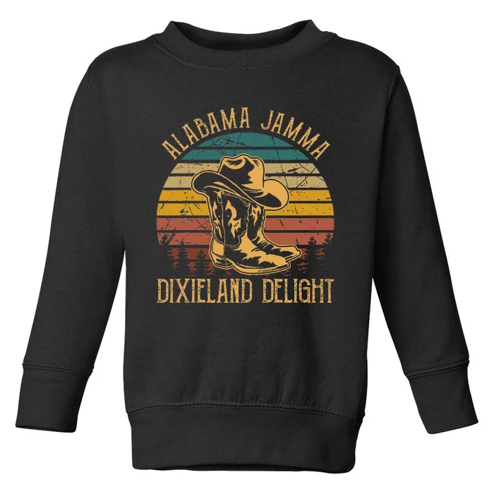 Alabama Jamma Dixieland Delight Graphic Cow Hat And Boots Toddler Sweatshirt